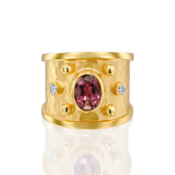 14k Marika Desert Gold Pink Tourmaline Ring with Diamonds - Jackson Hole Jewelry Company