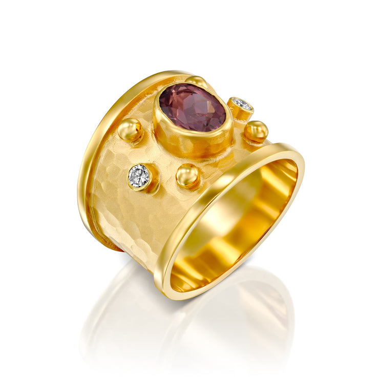 14k Marika Desert Gold Pink Tourmaline Ring with Diamonds - Jackson Hole Jewelry Company
