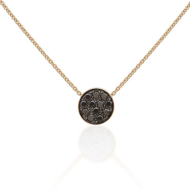 Chantecler 18K Rose Gold Necklace with Capritude Paillettes Pendant, Black Diamonds Pave and Black Enamel - Jackson Hole Jewelry Company