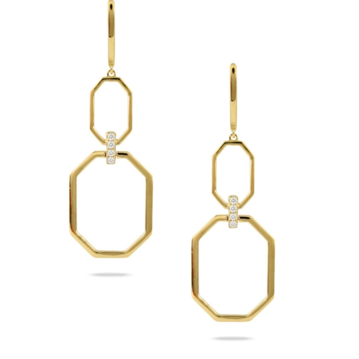 Doves 18K Yellow Gold Fibonacci Earrings with Diamonds - Jackson Hole Jewelry Company