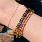14k Marika Desert Gold Stackable Cuff with Pavé Diamonds and Blue Sapphire - Jackson Hole Jewelry Company