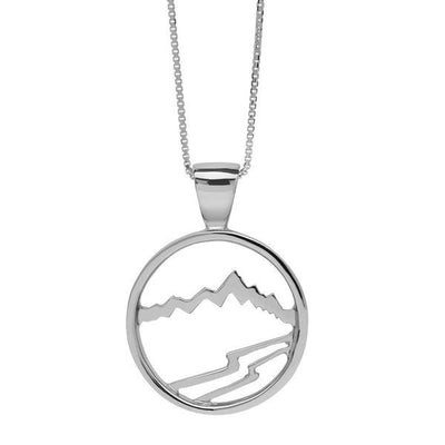 Large Silver Signature Teton Cutout Pendant - Jackson Hole Jewelry Company