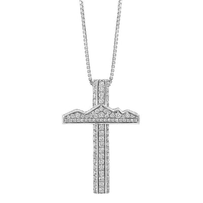 Large Teton Cross 18K White Gold Diamond Pave - Jackson Hole Jewelry Company