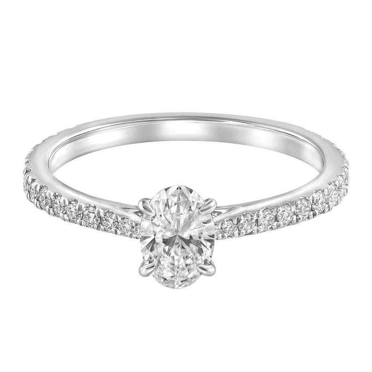 Le PeTeton Oval French Cut Engagement Solitaire Ring Set - Jackson Hole Jewelry Company