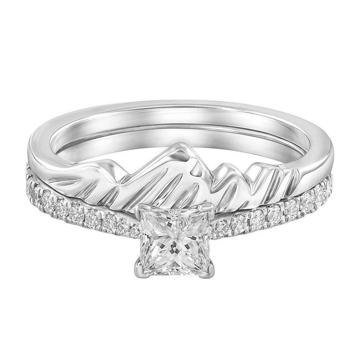 Le PeTeton Princess French Cut Engagement Solitaire Ring Set - Jackson Hole Jewelry Company