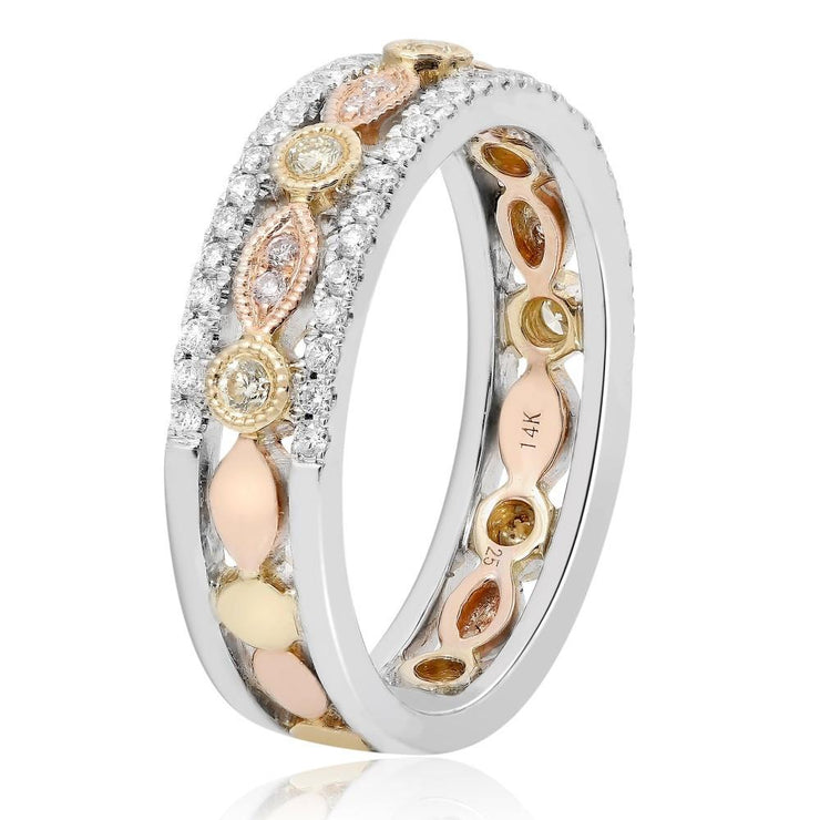 Three Toned with a Vintage Style with Diamond Ring. - Jackson Hole Jewelry Company