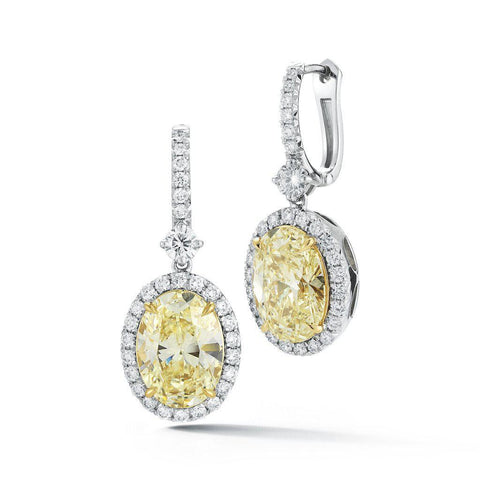 Natural Fancy Light Yellow Oval Drop Earrings - Jackson Hole Jewelry Company