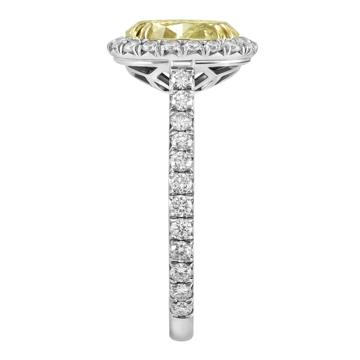 Natural Fancy Light Yellow Oval Halo Diamond Ring - Jackson Hole Jewelry Company