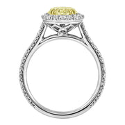 Natural Fancy Light Yellow Oval Halo Diamond Ring - Jackson Hole Jewelry Company