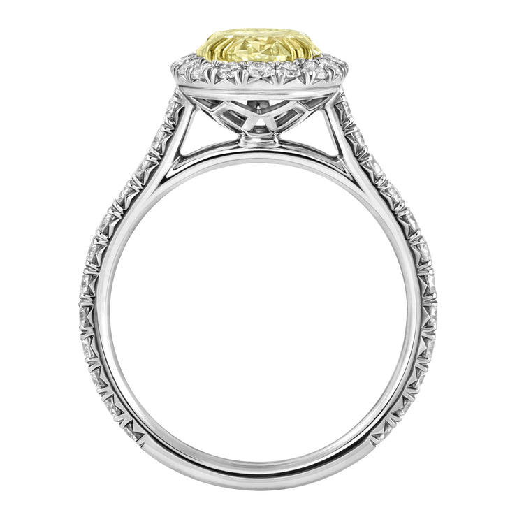 Natural Fancy Light Yellow Oval Halo Diamond Ring - Jackson Hole Jewelry Company
