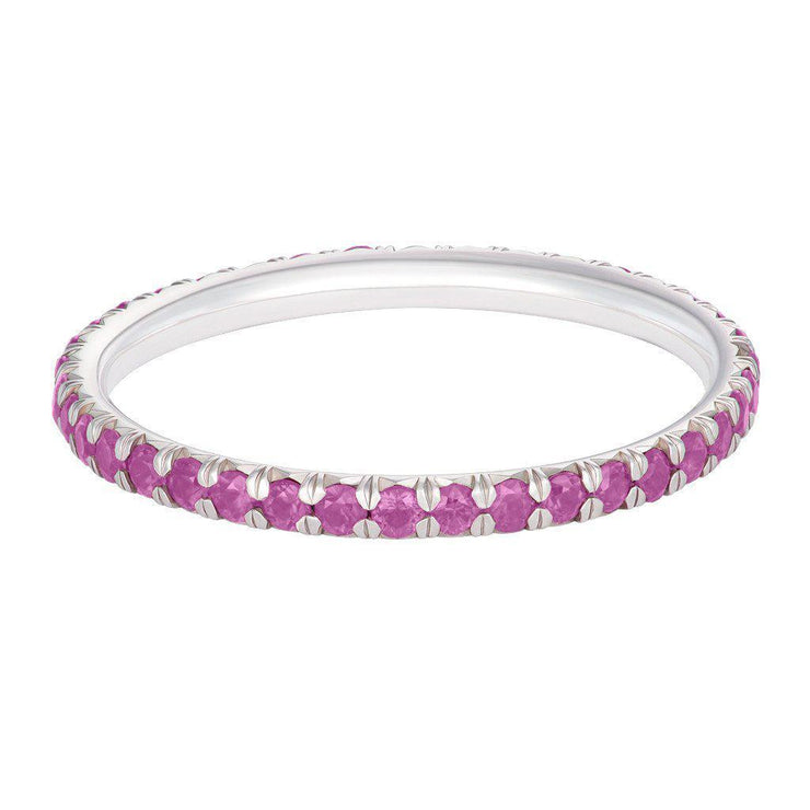 Pink Sapphire French Cut Pavé Eternity Ring - Jackson Hole Jewelry Company