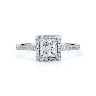Princess Cut Pave Halo Diamond Ring - Jackson Hole Jewelry Company