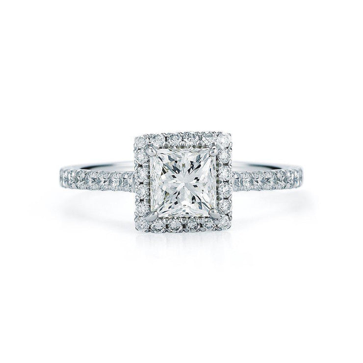 Princess Cut Pave Halo Diamond Ring - Jackson Hole Jewelry Company