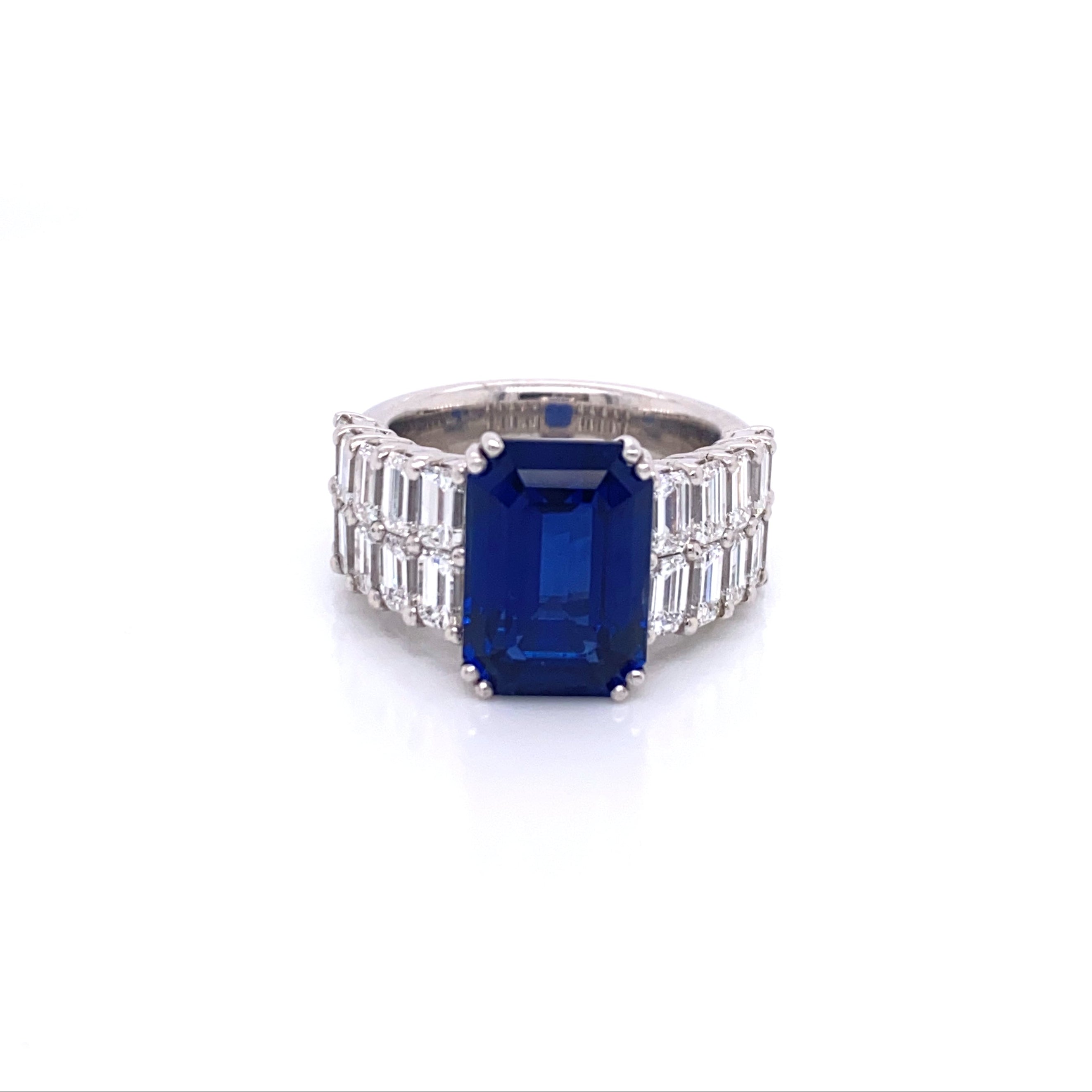 Picchiotti Blue Sapphire and Two Row Diamond Ring - Jackson Hole Jewelry Company