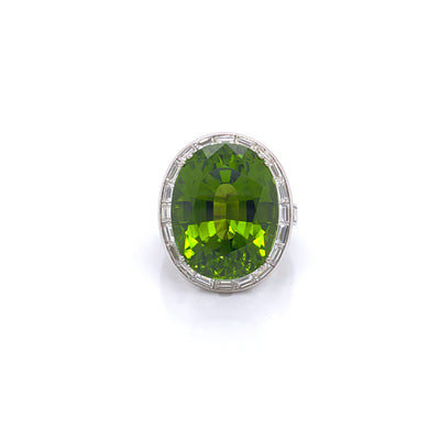 Picchiotti Oval Peridot  and Baguette Diamond Ring - Jackson Hole Jewelry Company