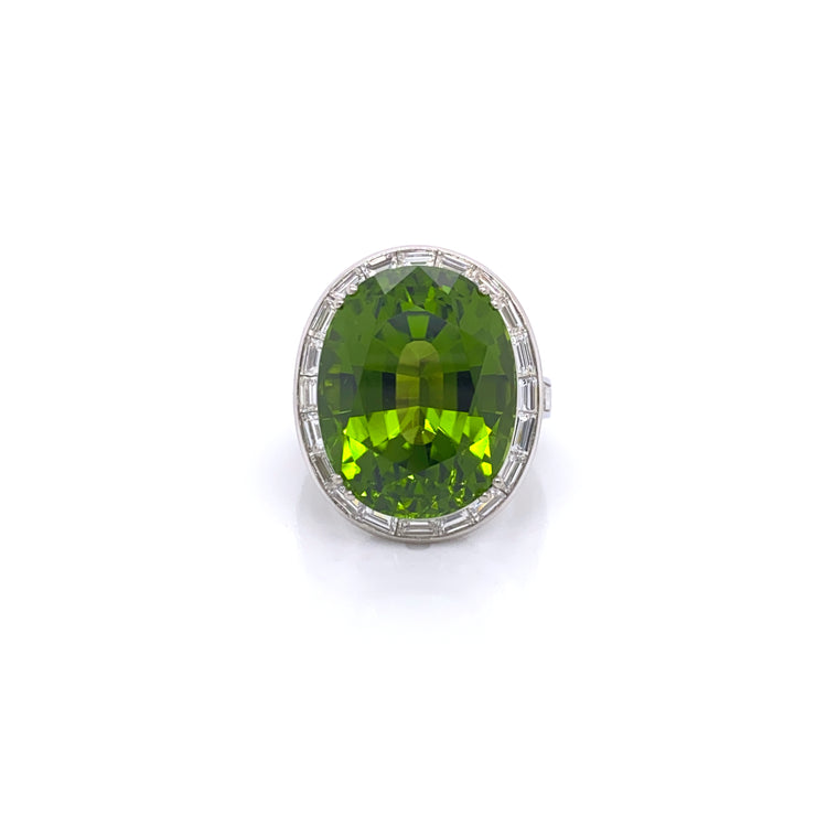 Picchiotti Oval Peridot  and Baguette Diamond Ring - Jackson Hole Jewelry Company