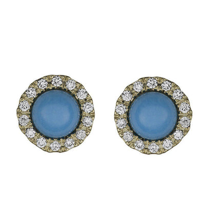 Sleeping Beauty Turquoise Studs with a Diamond Halo - Jackson Hole Jewelry Company