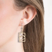 Small 14 Karat Yellow Gold Signature Teton Rectangular Cutout Earrings - Jackson Hole Jewelry Company