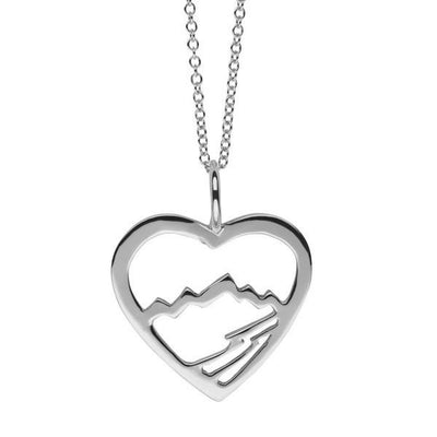 Small Sterling Silver Teton Heart Pendant - Jackson Hole Jewelry Company