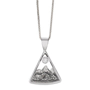 Small Sterling Silver Teton Triangular Pendant with White Sapphire - Jackson Hole Jewelry Company