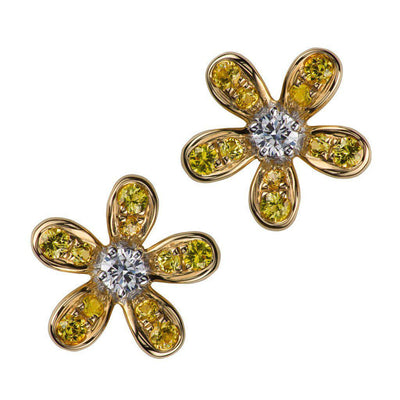 Teton Wildflower Medium Yellow Sapphire Post Earrings - Jackson Hole Jewelry Company