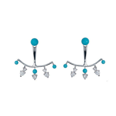 Tiny Turquoise Ear Jacket Earrings - Jackson Hole Jewelry Company