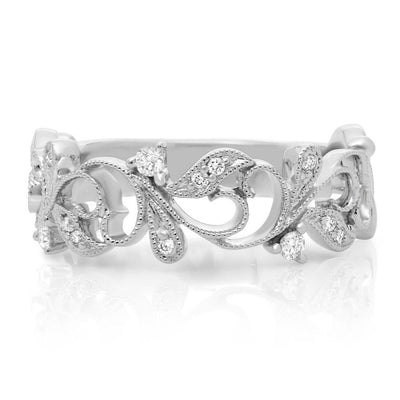 White Gold & Diamond Filigree Ring - Jackson Hole Jewelry Company