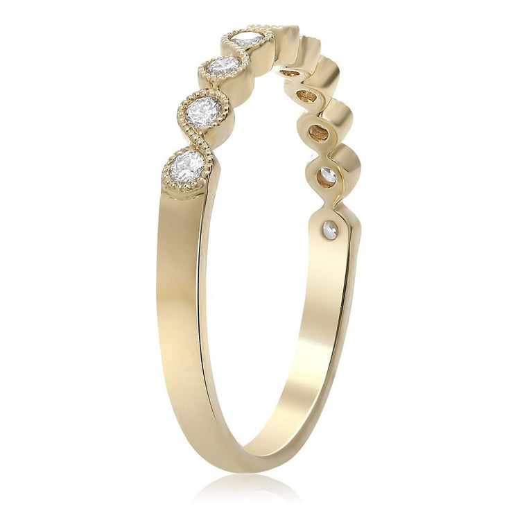 Yellow Gold Milgrain Diamond Ring - Jackson Hole Jewelry Company