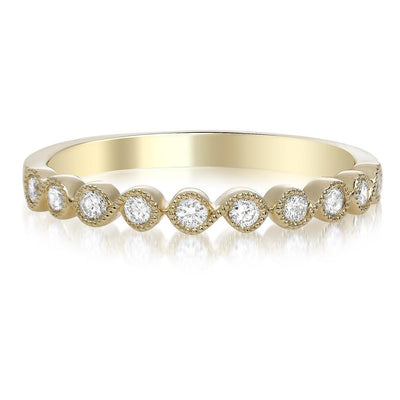 Yellow Gold Milgrain Diamond Ring - Jackson Hole Jewelry Company