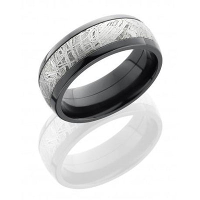 Zirconium 8mm Domed Band with 5mm Meteorite inlay - Jackson Hole Jewelry Company